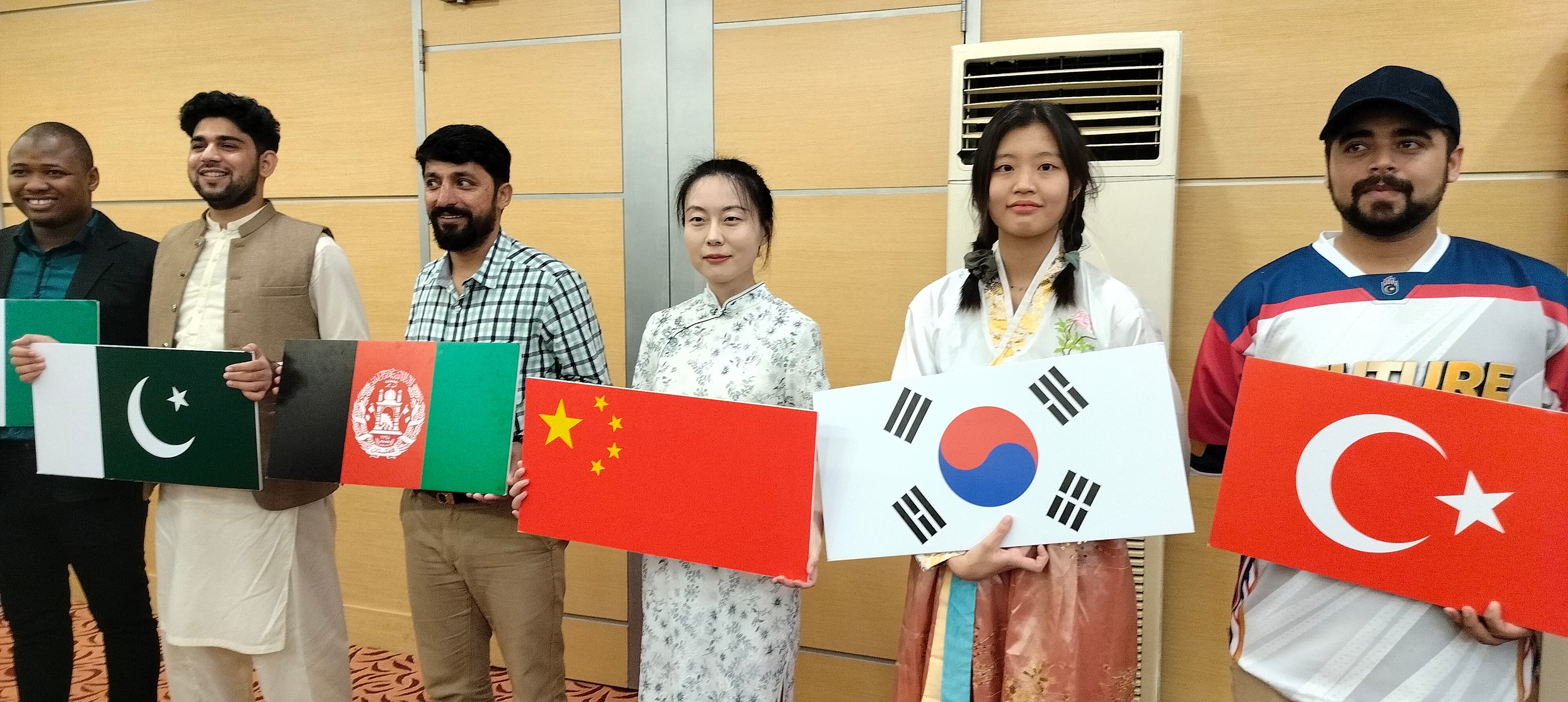 International students at a prestigious university campus